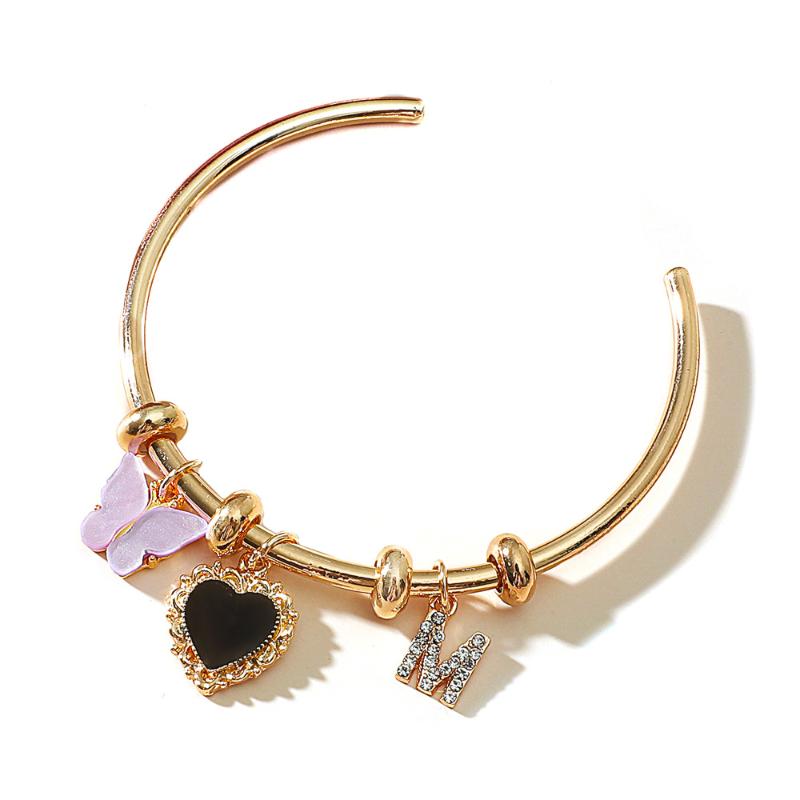 Bangle Cherry Letter Butterfly Zircon Charm Bracelets For Women Men Original Crystal Flowers LOVE Beaded Resizable Bracelet Gift