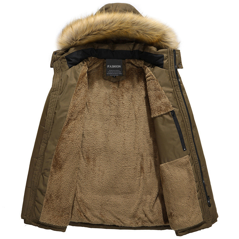 Men&#039;s Jackets Winter fur collar with hoodie jacket parkas of men tthick snow coats outerwear men&#039;s windproof wool more size 4xl
