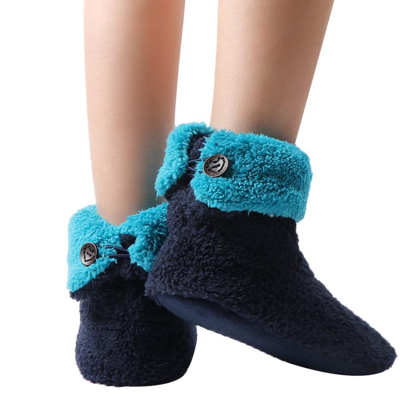 Slippers Fashion Winter Home Women Warm Slides Furry Coral Fleece Indoor House Shoes Sock Floor Shoe Pantoufle Femme