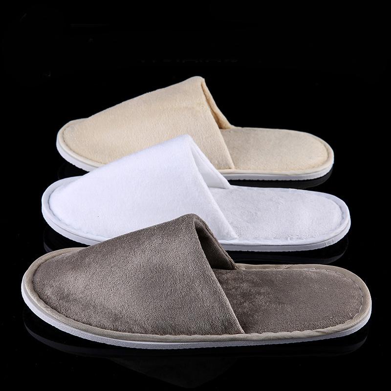 Slippers 1 Pairs El Travel Sanitary Party Home Guest Use Shoes Fluffy Closed Toe Men Women Disposable Solid Color