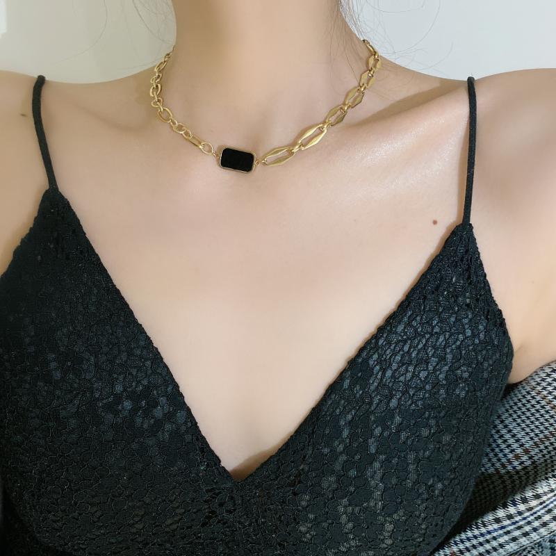 Chains Rock Gold Silver Color Black Square Chunky Chain Choker Necklace For Women Girl Metal Link Short Necklaces Party Jewelry