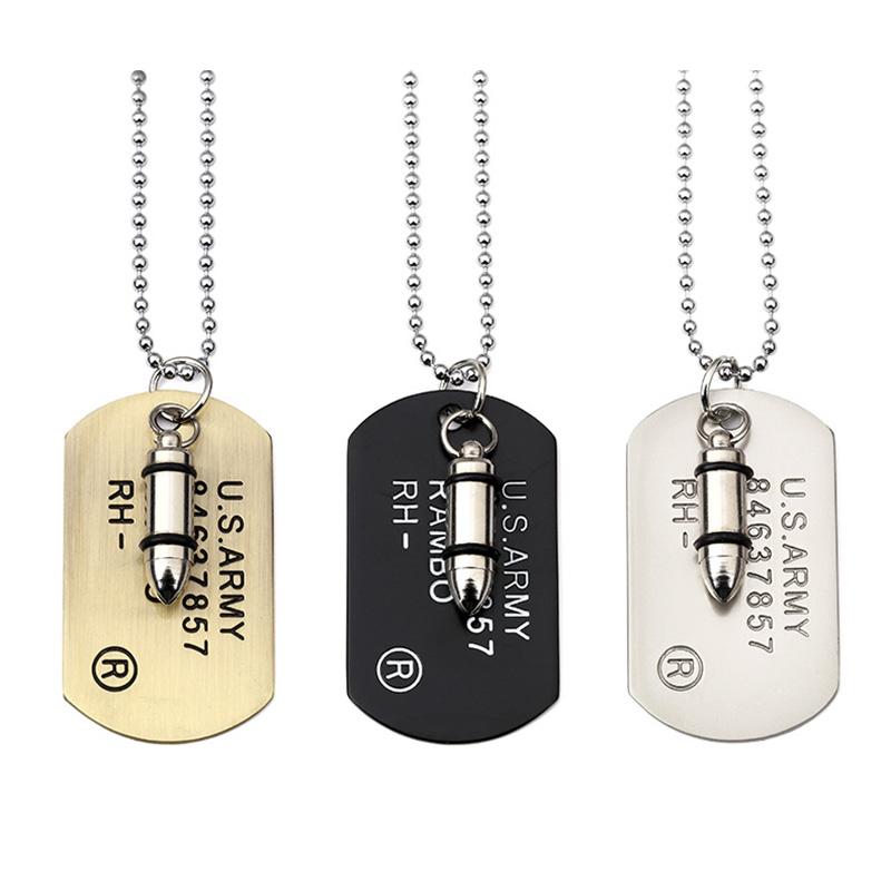 Pendant Necklaces Hipster Men Women Army Necklace Punk Rock Hip Hop Chains Stainless Steel Cool Military Card Jewelry For Gifts