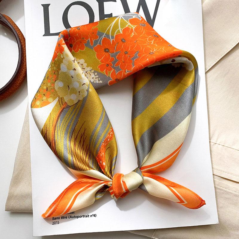Scarves 100% Pure Silk Scarf Hair Square Small Headband Neckerchief Bandana Summer Beach Hijab Shawls And Wraps Female Foulard