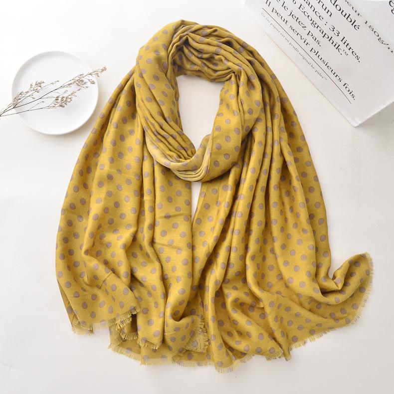 Scarves Royalmaybe Foreign Trade Export Tibetan Blue Dot Printing Cotton Scarf Yellow Gauze Long Beach Towel