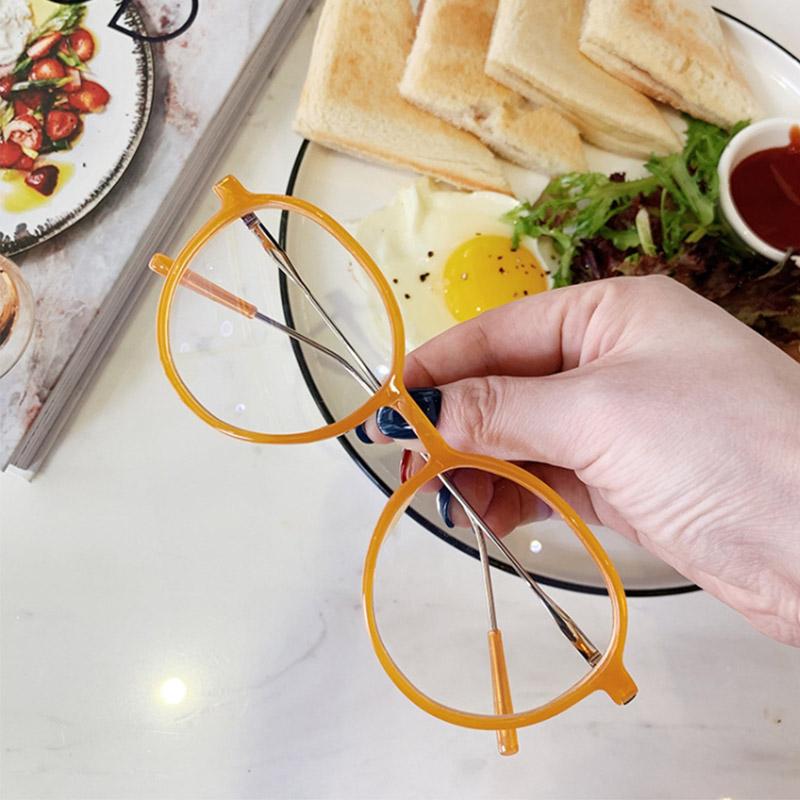 Fashion Sunglasses Frames Retro Round Glasses Frame Women Ladies Cute Candy Blu-ray Reading Myopia Clear Lens Eyeglasses Men