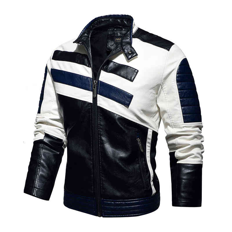 Men&#039;s Sweaters Autumn Motor PU Leather Jackets Coat Patchwork Design Winter Fleece Jacket Outerwear Racing Car Suit Brand Clothing