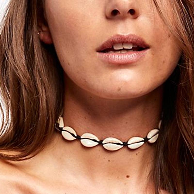 Chokers MOON GIRL Handmade Bohemian Shell Choker Necklace For Women Ethnic Boho Bib Collier Femme Vintage Girls Collares Drop