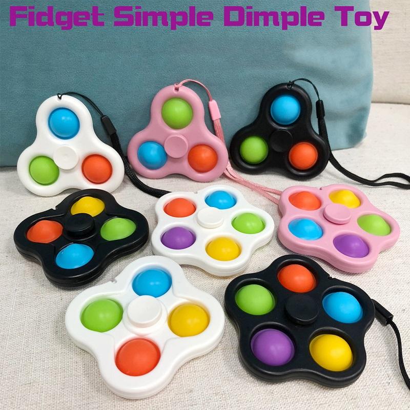 Fidget Decompression Toys Simple 2 in 1 Creative Bubble Music Fingertip Gyro Trouble Keychain for kids Adult home office