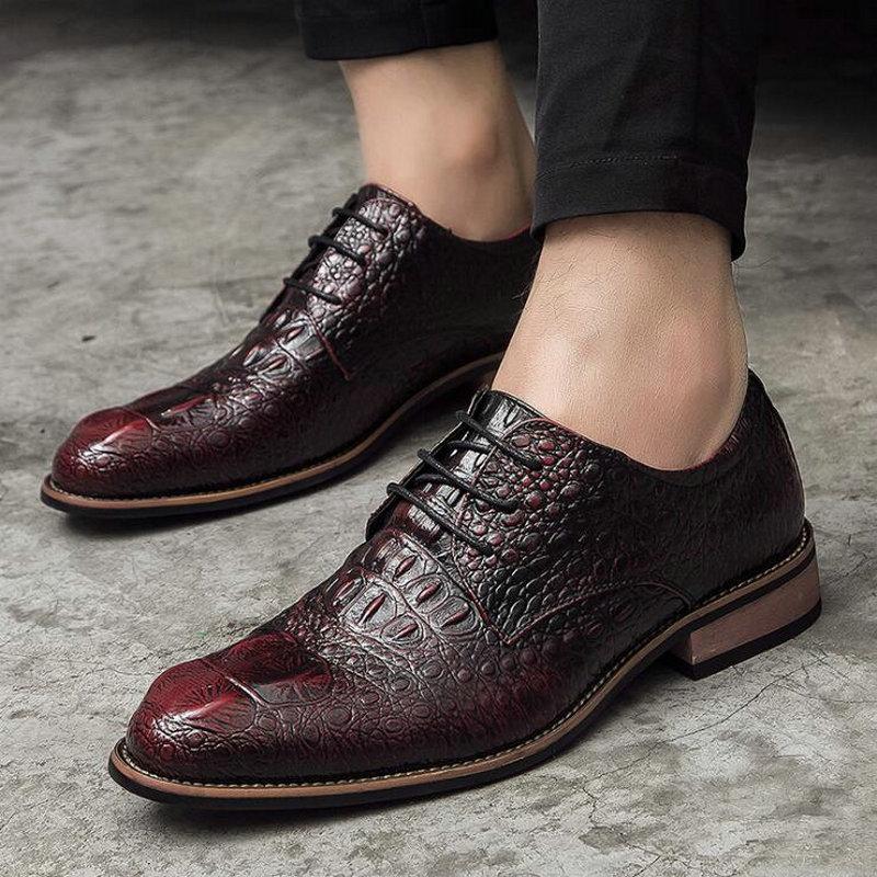 Dress Shoes Fashion Trend Formal Man Party Wedding Men Crocodile Grain Leather Oxford Lace-Up