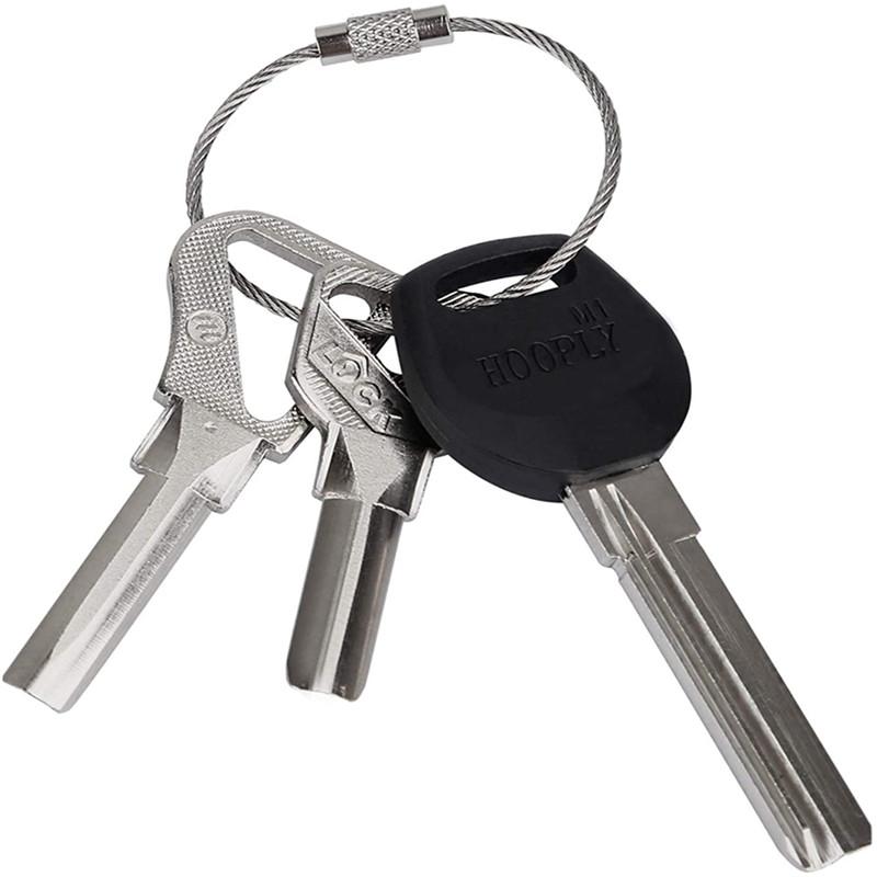 Keychains 50pcs Keychain Tag Rope Stainless Steel Wire Cable Loop Screw Lock Gadget Ring Key Keyring Circle Camp Hanging Tool 2021