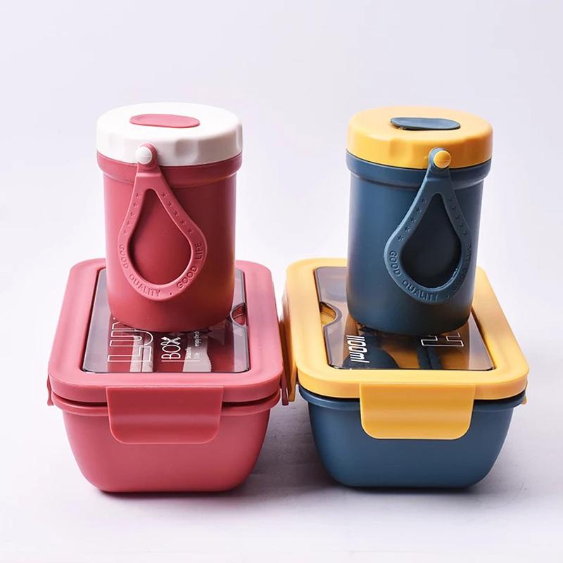 Microwave oven bento box Japanese-style children&#039;s tableware with compartments, leak-proof food