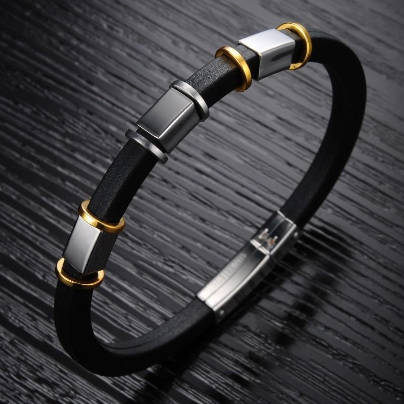 Link, Chain 2021 Gift Brand Rush Stainless Steel Jewelry Gold Silver Black Silicone Charm Bangle Designer Bracelet For Men Jewellery