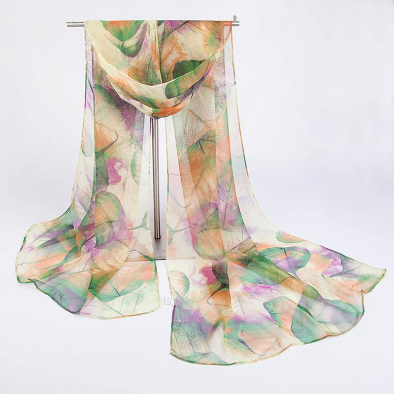 Scarves Women Summer Soft Long Print Shawl Wrap Scarf Female Chiffon Beach Casual Elegant Trendy Lady AOWOFS