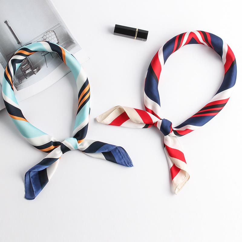 Scarves Neck Silk Scarf Women Hijab Hair Band Satin Print Head Scarfs Headwraps Square Shawl Bandana Foulard Femme