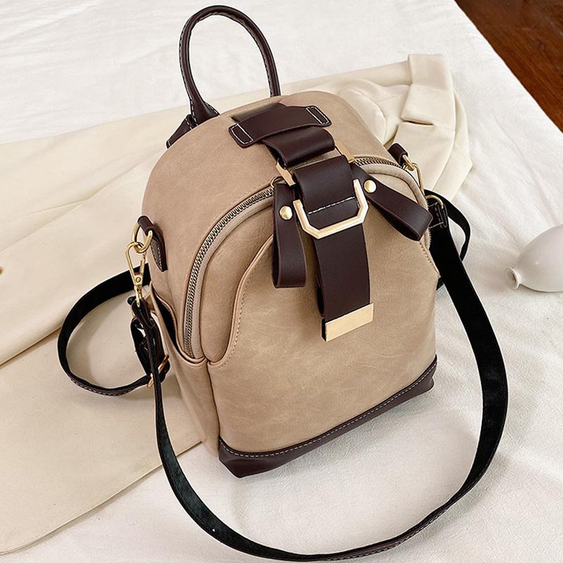 Duffel Bags Fashion Women Leather Backpack Small PU School Bag Backpacks For Teenage Girls Vintage Double Shoulder Mochila Feminina