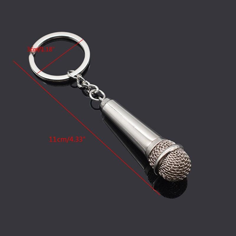 Keychains C1FC Silver Microphone Singer Rapper Music Lover Rock N Roll BFF Friends Bag Charm Pendant Keychain Jewelry Gifts