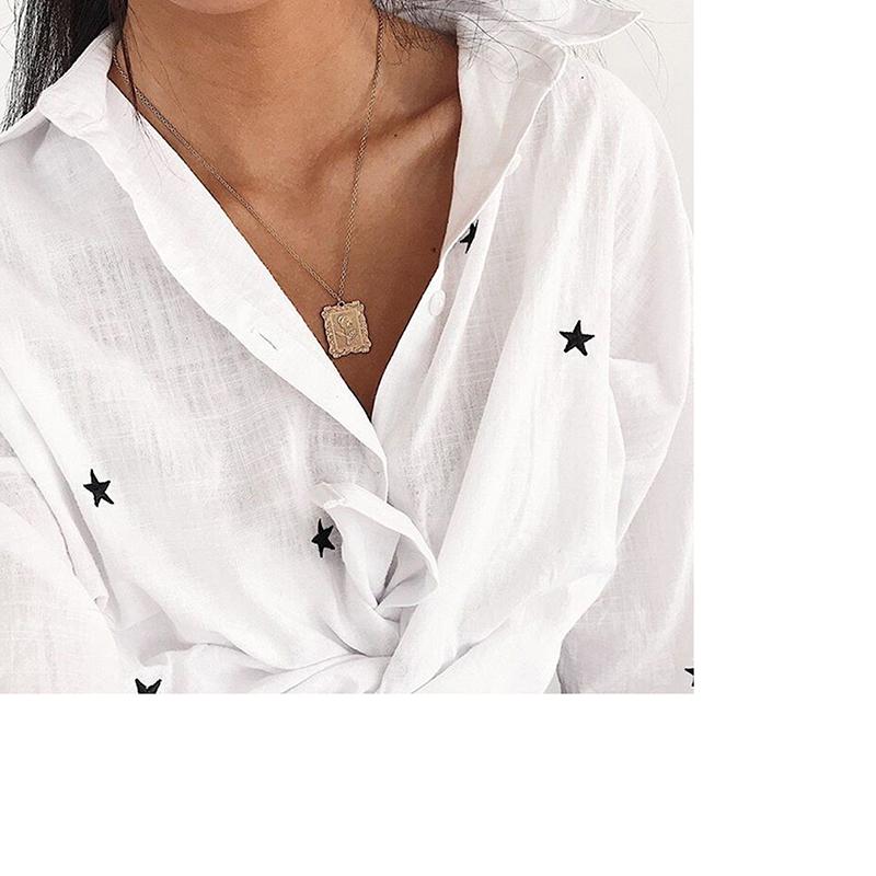 Pendant Necklaces 2021 Fashion Golden Geometric Square Rose Choker Necklace For Women Girl Clavicle Chain Jewelry Party Prom Gift