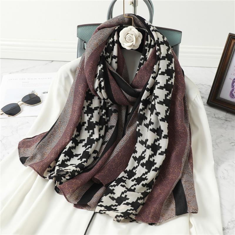 Scarves European And American Street Classic Pattern Famous Scarf Wild Cotton Custom Long Shawl Female Travel