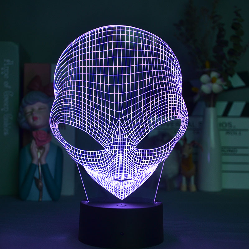 3D LED Nightlights Plug In Night Light Bluetooth Speaker Desk Lamp Mechanical Face Cool Holiday Birthday Gift Home Room Decoration