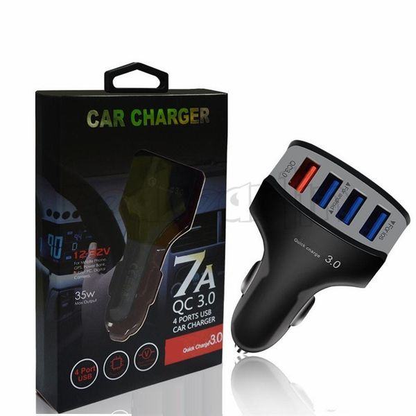 4 USB Ports QC3.0 Car Charger Fast 3.0 Smart Phone chargers for iPhone Android Charge Adapter