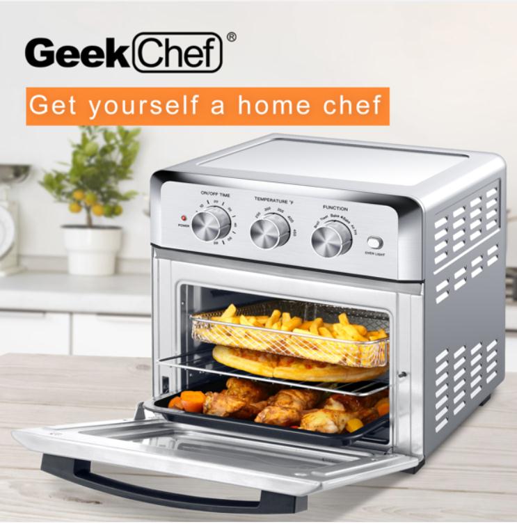 Wholesales Food Processing Equipment Geek chef air fryer toaster 19QT countertop oven blades oil-free frying cooking 4 stainless steel 1500W
