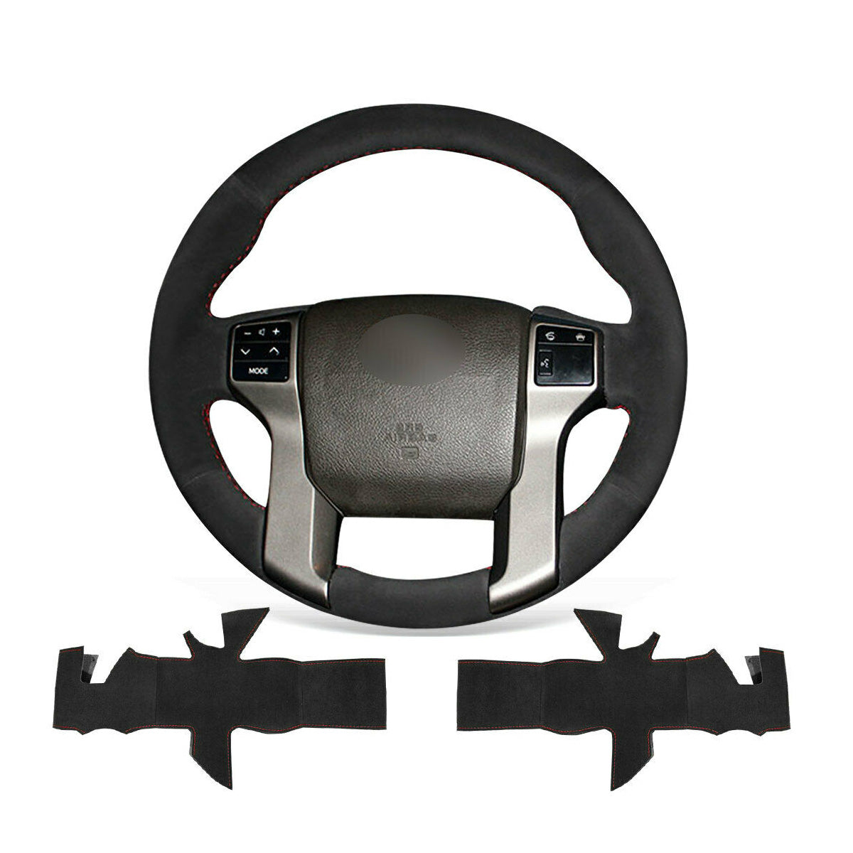 DIY Custom Hand Stitched Soft Black Suede Steering Wheel Cover For Toyota Land Cruiser Prado