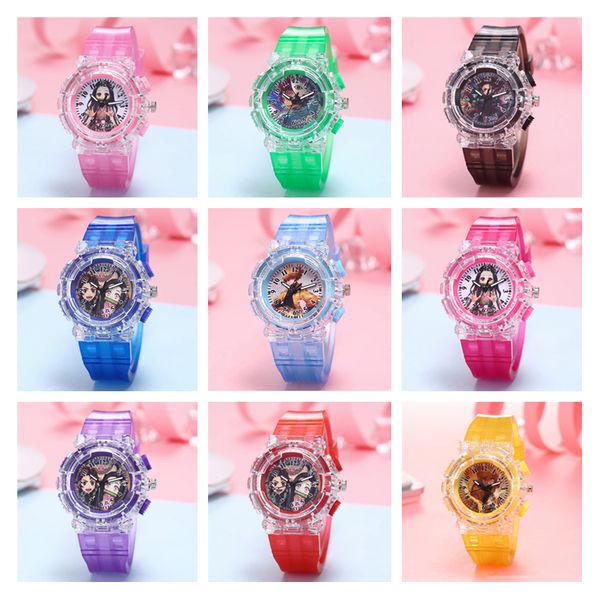 Newest Demon Slayer&#039;s Blade Watch Kitchen Gate Tanjiro Nidouzi My Wife Zenyi Inosuke Anime LED Luminous Watchs