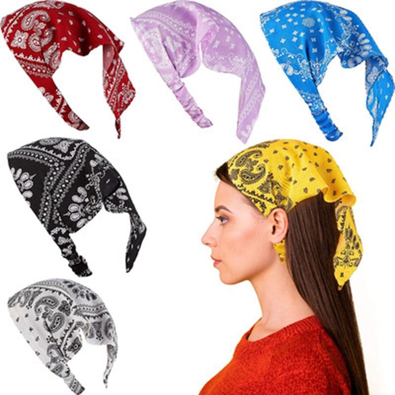 Scarves Women Printed Headwear Dust-proof Triangular Elastic Hair Headband Kerchief Turban Bandanas HairBands Accessories