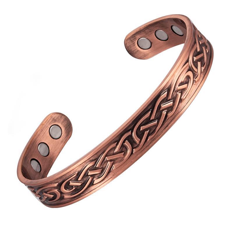 Bangle Classic Punk Retro Pattern Carved Rose Gold Magnetotherapy Metal Open Bracelet Leisure Health Care Jewelry