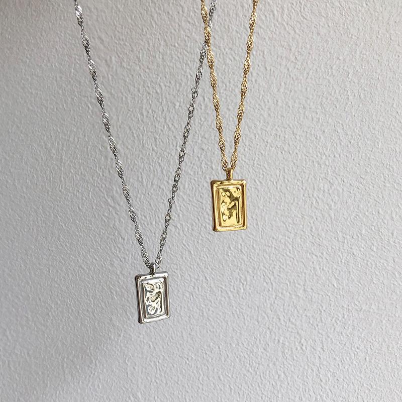 Pendant Necklaces GHIDBK Minimalist Tin-foil-like Square Charms Street Style Statement Collars Chokers Stainless Steel Jewelry