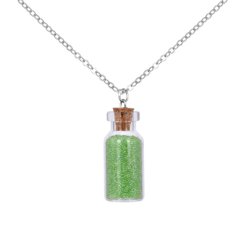 Pendant Necklaces Crystal Glass Wishing Bottle Necklace Youth Series Candy Color Wish Jewelry