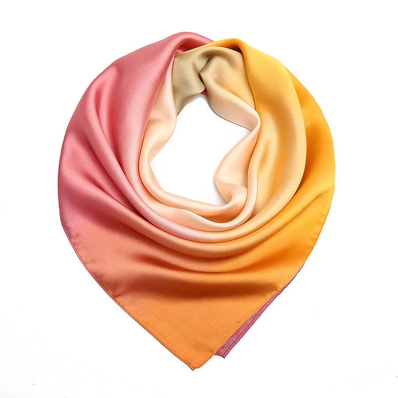 Scarves 2021 Spain Ombre Plaid Stain Silk Scarf Women Soft Thin Shawls And Wraps Beach Cover-UP Stole Foulard Hijab 70*70Cm