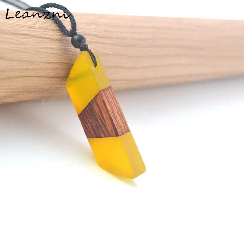 Pendant Necklaces Leanzni Craft, Handmade Wood Resin Necklace, Pendant, Yellow Grain Road, Men And Women, Jewelry, Knitting Rope, Gifts