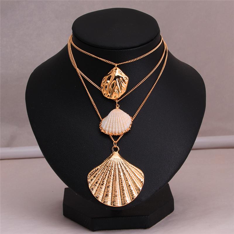 Pendant Necklaces Women&#039;s Vintage Shell Necklace 2021 Bohemian Multilayer Gold Layered Choker Party Gift Fit For Jewelry