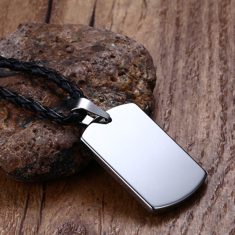 Pendant Necklaces Modyle Fashion Mens Tungsten Carbide Chokers Soldier Dog Necklace Men Black Leather Rope Chain Jewelry