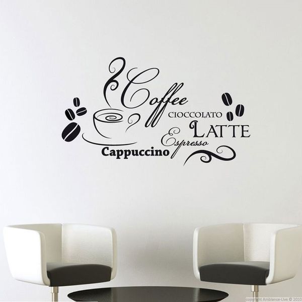 Cuisine Vinyl Decal Quotes Cioccolto Latte Coffee Cacppuccino In Italian Fashion Dinning Room Decoration Waterproof Murals CK18 210615
