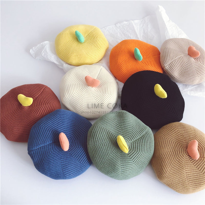 Super cute love children&#039;s knitting beret cap autumn and winter, all kinds of baby pumpkin hat painter Hat Wool Hat