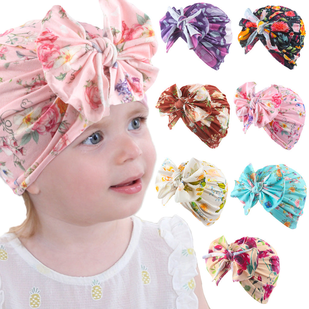 New European and American printed bow children&#039;s cap Baby comfort Indian hat headband hat spot