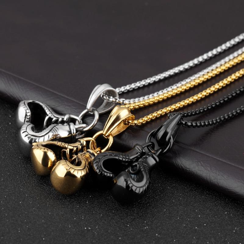 Pendant Necklaces Mini Boxing Glove Necklace 316L Stainless Steel Cool Pair Gloves Pendants 3 Colors Choice