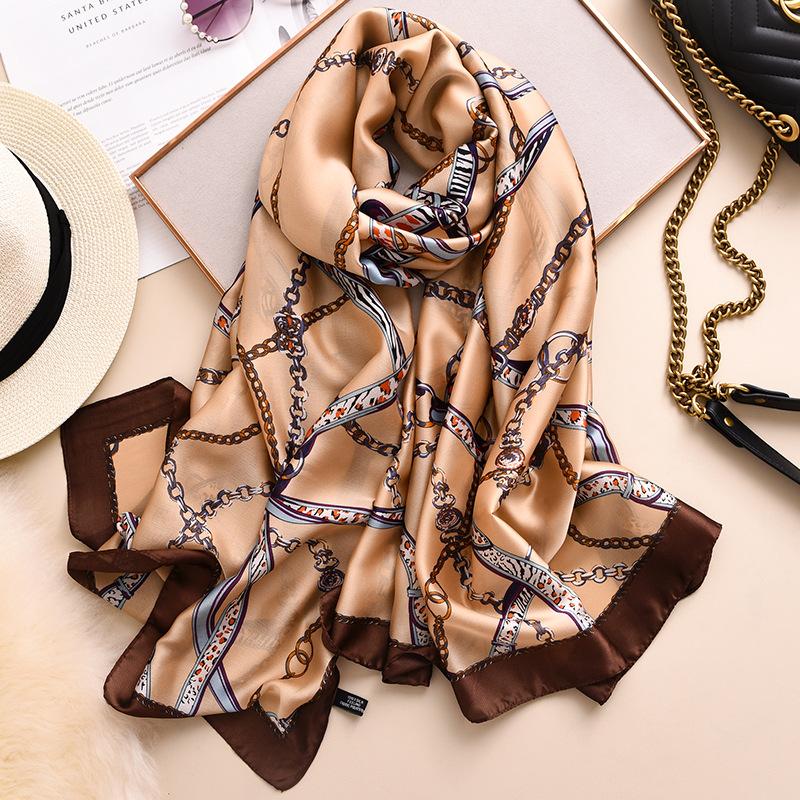 Scarves Spring And Autumn Silk Warm Scarf Women&#039;s Long Air Conditioning Shawl Fashion Chain Sunscreen