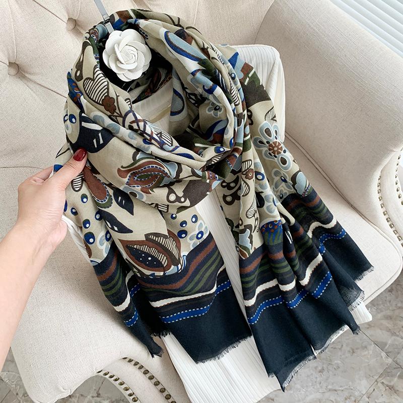 Scarves 2021 Brand Autumn And Winter Women&#039;s Beach Shawl Wool 15% Scarf Ladies Fashion Headscarf Pashmina