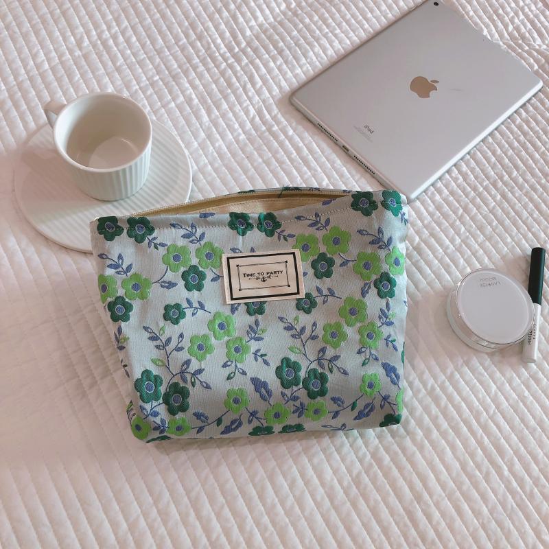 Cosmetic Bags & Cases Vintage Floral Bag Women Jacquard Fabric Makeup Organizer Zipper Pouch Large Toiletry Washing Beauty Case