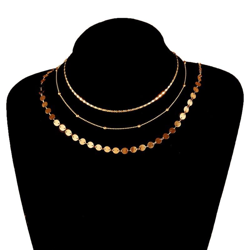 Chokers Fashion Women Necklace Gold Color Three Layer Necklaces For Classic Brand Design Clavicle Chain Trend Female Jewelry