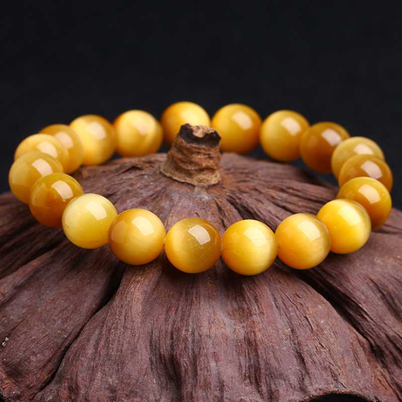 Beaded, Strands 7A Natural Gold Tiger Eye Crystal Bracelet For Man And Women Handmade Good Lucky Amulet Jewellery Feng Shui Gift