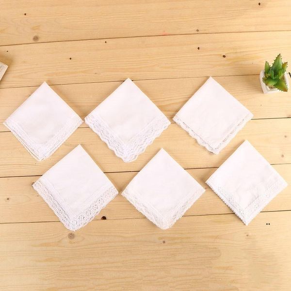 new White Lace Thin Handkerchief Woman Wedding Gifts Party Decoration Cloth Napkins Plain Blank DIY Handkerchief 25*25cm EWB7944