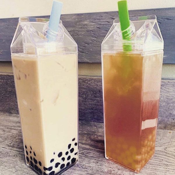 1PCS Water Bottles Milk Box Fun transparent fashion drink carton kettle Perfect Gift Beverage Carton Kettle for Juice Coffee