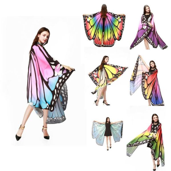 Scarves Novelty 7 Colors Women Scarf Pashmina Butterfly Wing Cape Cloak Peacock Shawl Wrap Tippet Gifts Cute Wings Print