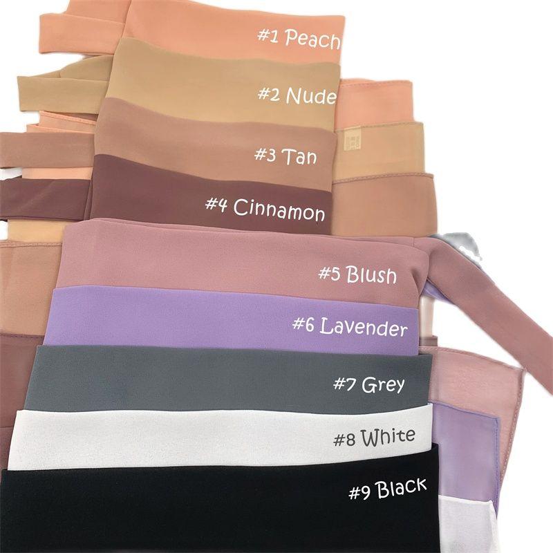 Scarves 10Pcs-lot Custom Tie Back Hijab Muslim Women Fashion Design Solid Chiffon Hijabs Easy With Lacing