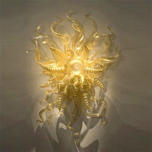 Contemporary Light Lamps Gold Mouth Blown Borosilicate 60 by 80 CM Hand Craft for Home Living Room Decoration Art Glass Wall Lamp