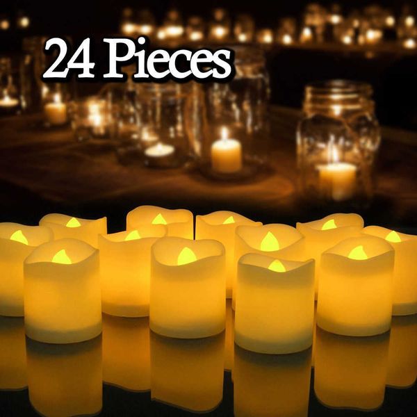 12-24Pcs Creative LED Candle Battery Powered Flameless Tea Light Lamp for For Home Wedding Party Decoration Supplies Dropship 210702